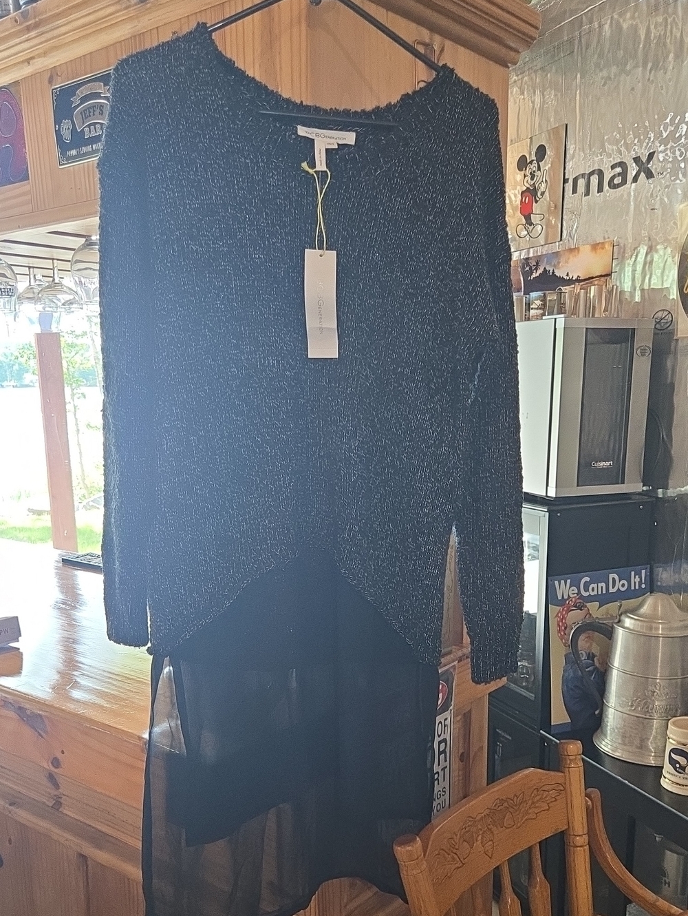 BCBGeneration Black Shimmery High-Low Skirt